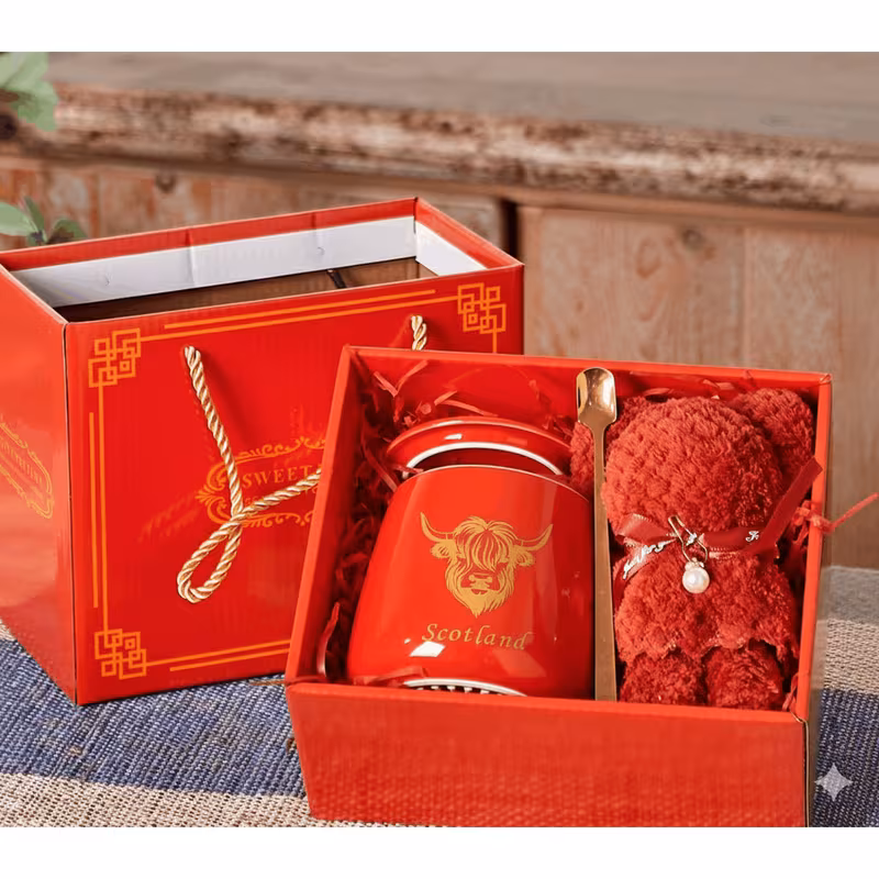 coffee cup coffee mug a gift set of coffee cup included lid spoon and towel scottish theme ceramic mug is perfect ideal gift set for christmas new year halloween thanksgiving valentines day and annive