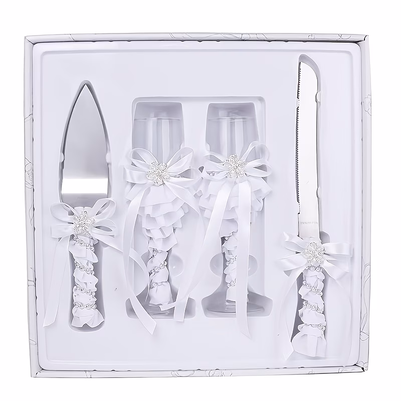 western style new accessories goblet banquet red wine glass knife and spade wine glass 4pcs set gift box