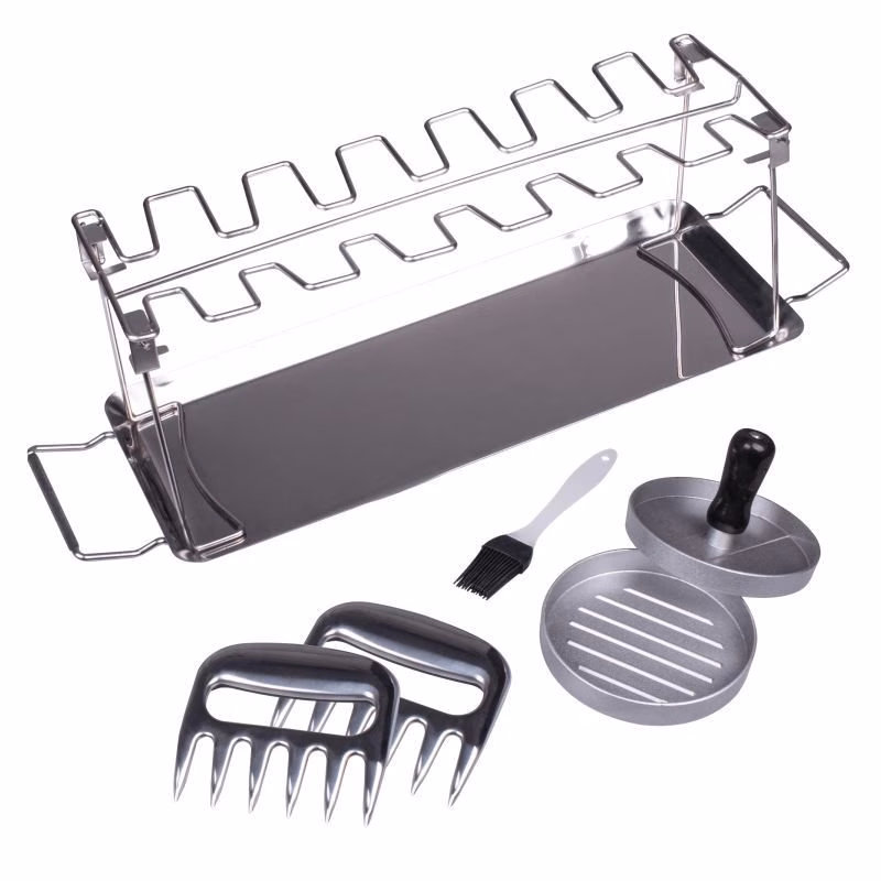 bbq tool gift set burger press chicken rack shredding claws and basting brush