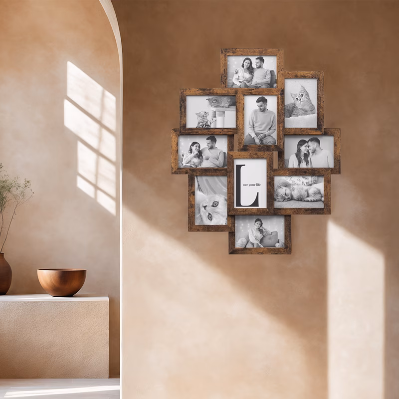 10 panel large vertical mdf picture frame with 10 4x6 wall mounted picture collage maker for decor easy assembly modern photo display frame