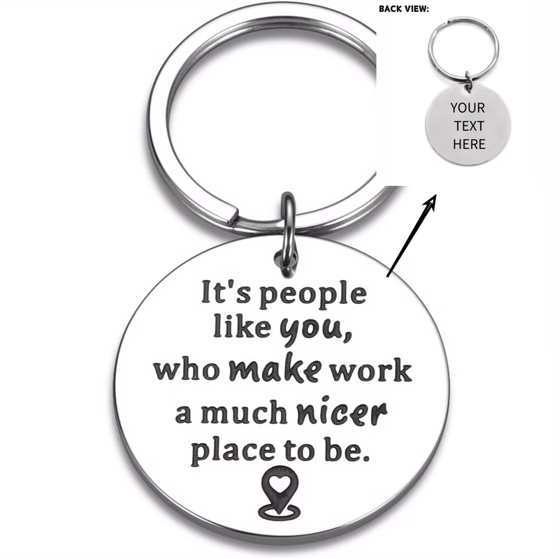1 stainless steel for colleagues the back laser engraved with a gratitude keychain its that make work a wonderful place mens farewell gift retirement or promotion office thank you gift with heart icon