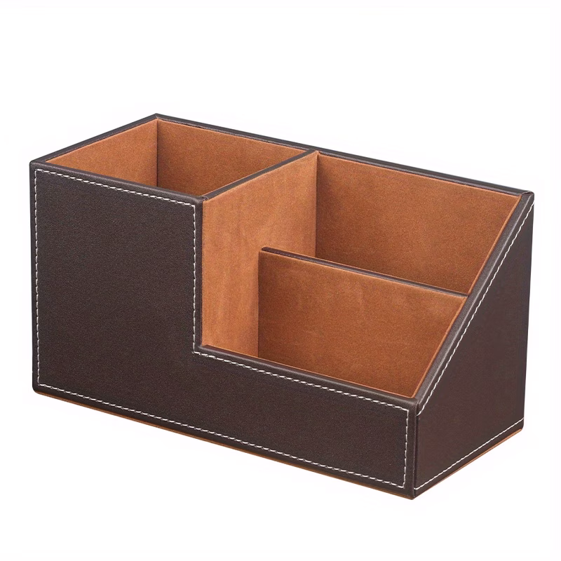 desk organizer pen holder faux leather desktop organizer with remote control stand office supplies organizer black office storage box