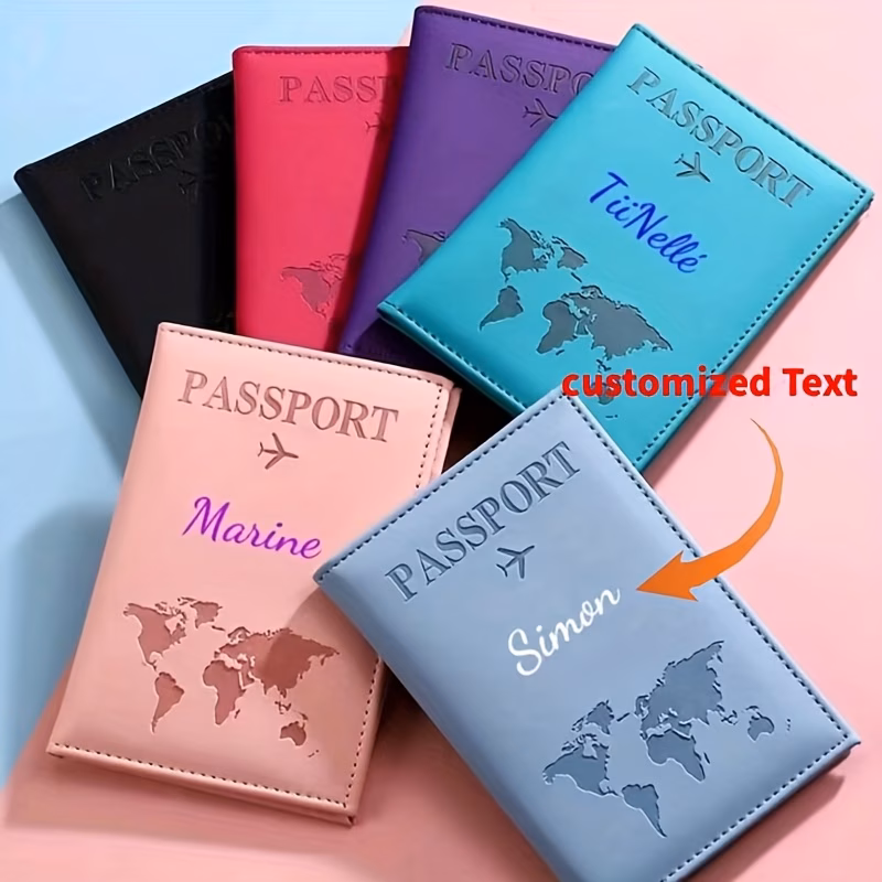 customized text logo passport cover passport holder ticket wallet unisex couples set letter versatile large capacity functional foldable practical all purpose minimalist kawaii customized