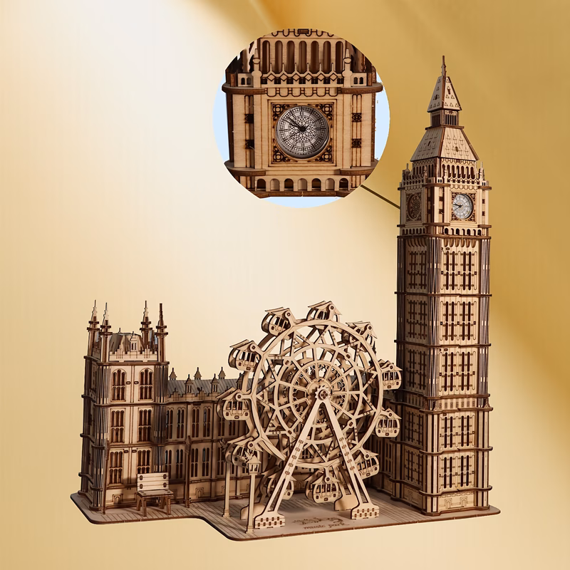 3d wooden puzzle model kits desktop clock blocks creative gift home decor for family unique christmas gift
