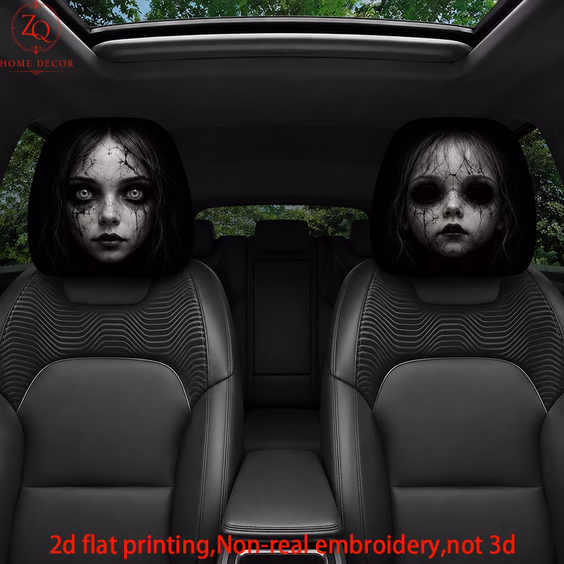 2pcs 2pcs double sided halloween car headrest covers suitable for most vehicles headrest protectors for for trips car interior decor non 3d print for ghosts 2d flat