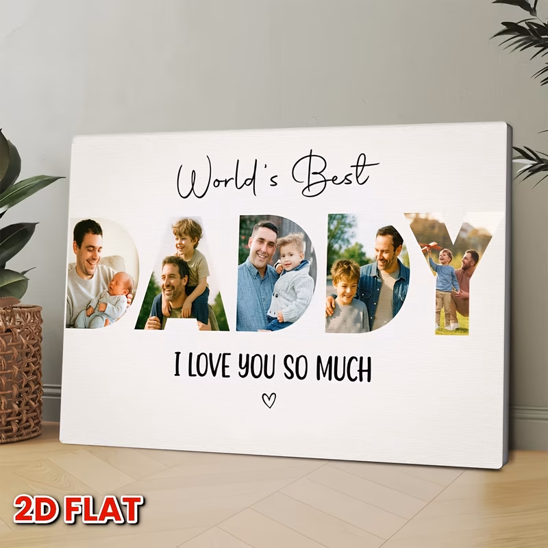 wall d cor daddy personalized photo canvas gift personalized family photo wall hanging decoration canvas with dad text suitable for living room dining room or office indoor use