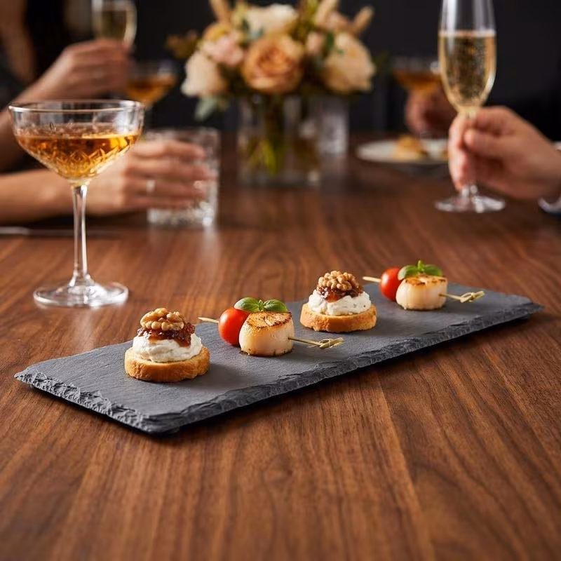 slate serving platter 30 x 10 cm resistant with soft padded feet stylish cheese starter board tableware for dining