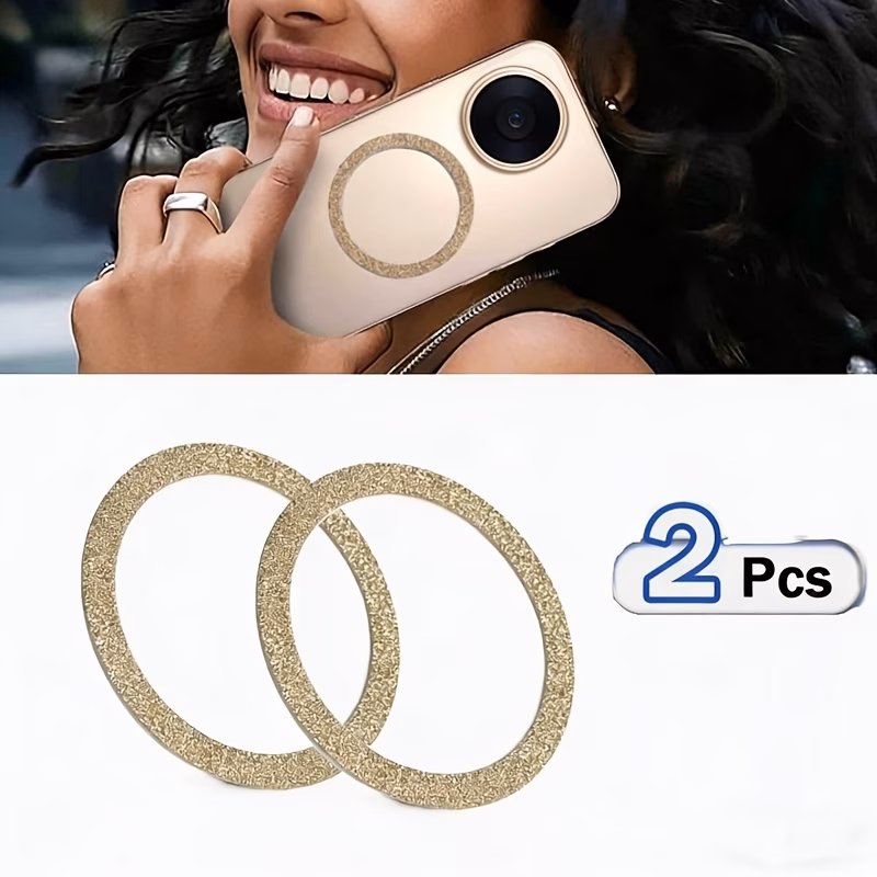 2pcs shiny silvery universal magnetic ring stickers strong magnet metal rings for all phone cases enhances wireless charging perfect phone accessories gift for