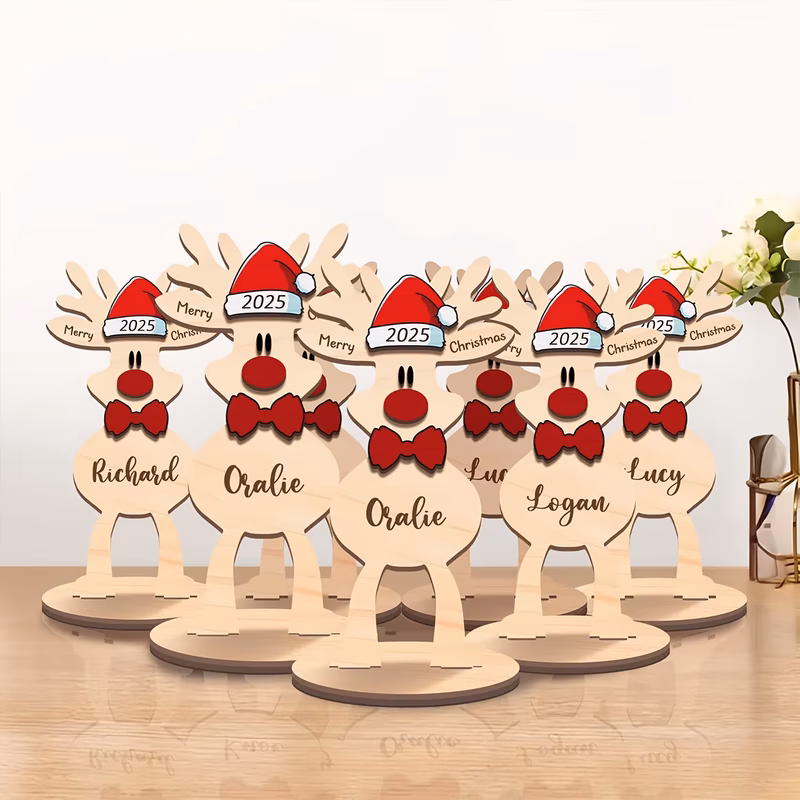 1pc personalized text custom reindeer antler decoration rack christmas ornament with name plate table centerpiece for family xmas gifts holiday decor customizable christmas decor