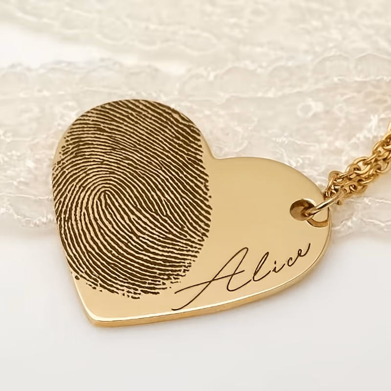 custom engraved fingerprint heart keychain golden commemorative keychain is the perfect gifts