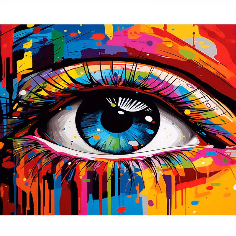 professional art use 2d flat printing 1pc acrylic painting by numbers for colorful eyes modern wall art picture by numbers for gift 40x50cm 16x20inch without frame for college students high school stu