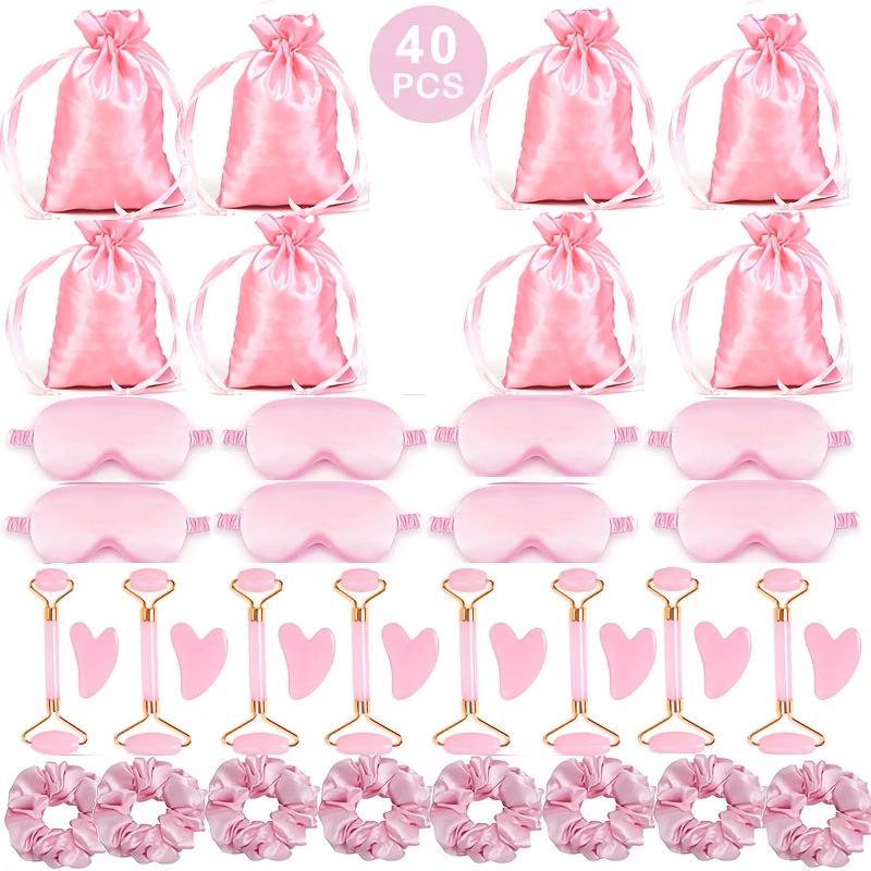 gift for her him 20 40pcs styling tool gift set sleeping eye mask female face massager massage stick hair tie gift bag suitable for womens party wedding favor mothers day holiday gifts anniversary bir