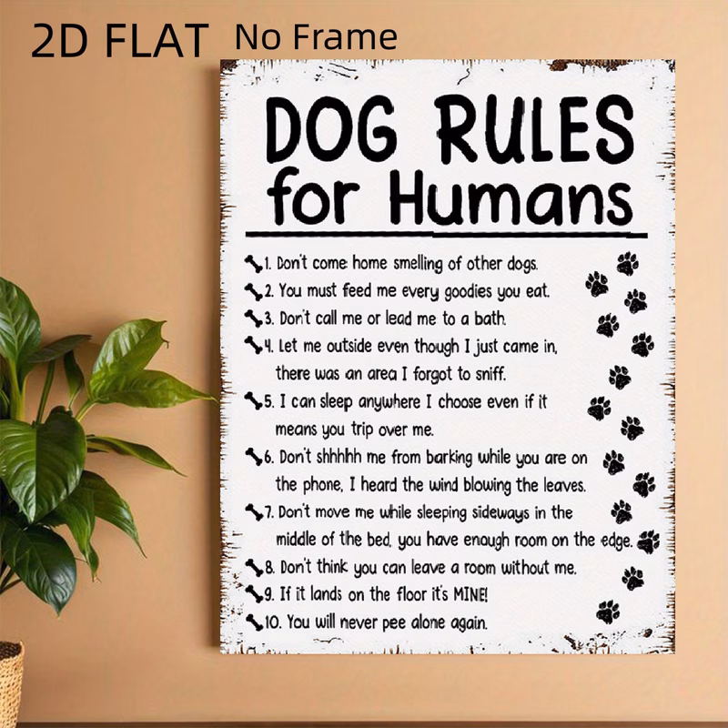2d flat 2d flat 2d flat no frame dog s rules for humans canvas art ideal for home and office decor perfect gift for dog lovers size 8inx12in halloween decorations christmas decorations