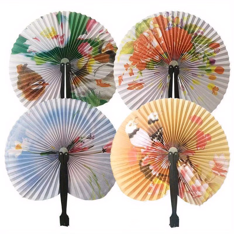 12pcs chinese style handheld folding fans modern paper fans decorative printed patterns summer accessories creative birthday gifts photography props random colors style