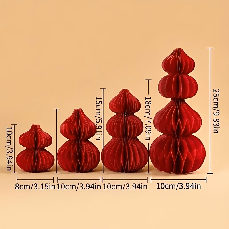 4pcs set housewarming gift red origami gourd symbolizing and luck home decor a great gift for the bringing good luck home