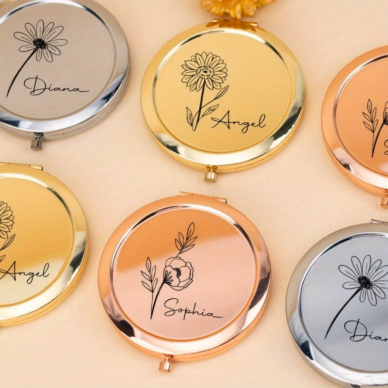 customized 1pc compact mirror personalized customized pocket cosmetic mirror bridesmaid proposal stylish mirror birthday gifts bridesmaid gifts bachelorette party favors for her