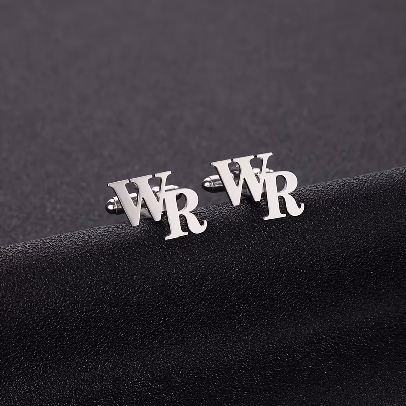 stainless steel personalized mens minimalist cufflinks with 1 2 initials exquisite and fashionable with a simple yet design perfectly versatile for men attending events or weddings gift for fathers hu