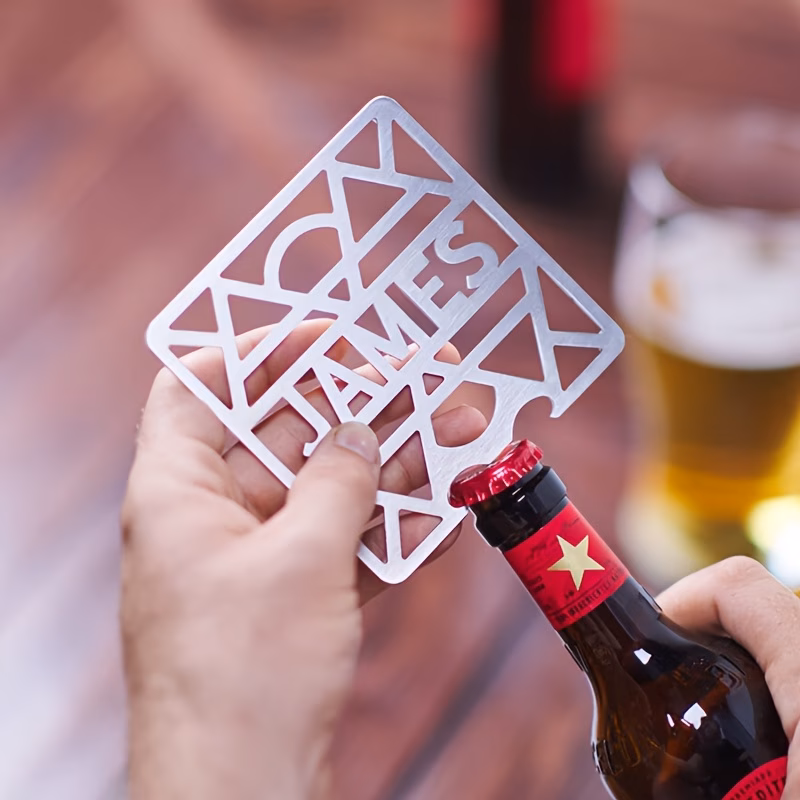 personalized bottle opener and coaster customized engraving multi functional bar tool and with deep protects perfect gift for bartenders