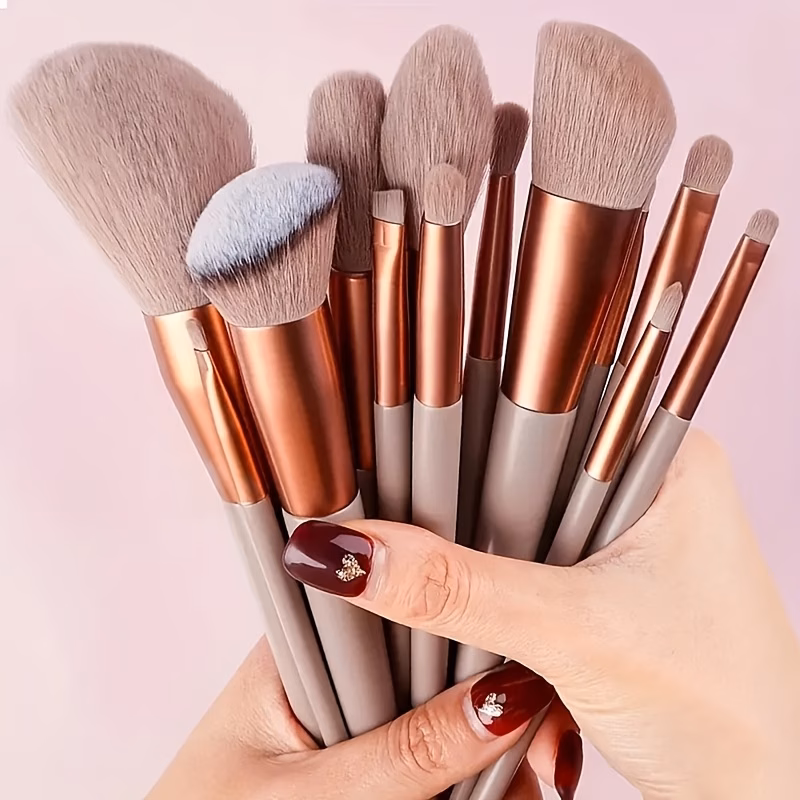 13pcs low allergy professional makeup brushes suitable for nylon bristles kabuki blending brushes with foundation blush eyeshadow palette compatible for skin types beauty tool for professional use