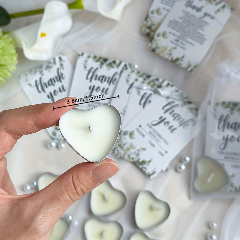 50 sets mini heart candle favors for guests wedding favors with thank you card and gift bags suitable for bridal showers receptions and themed party guest gifts decor