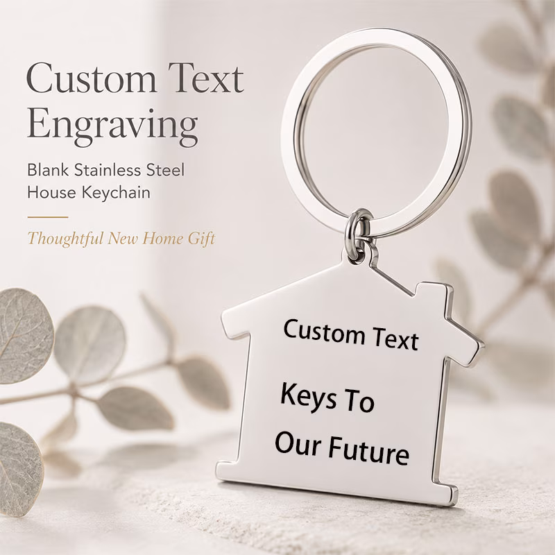custom silvery keychain laser engraved with name date message personalized house key tag metal key holder pendant suitable for house apartment office keys gift fathers day thanksgiving halloween gift