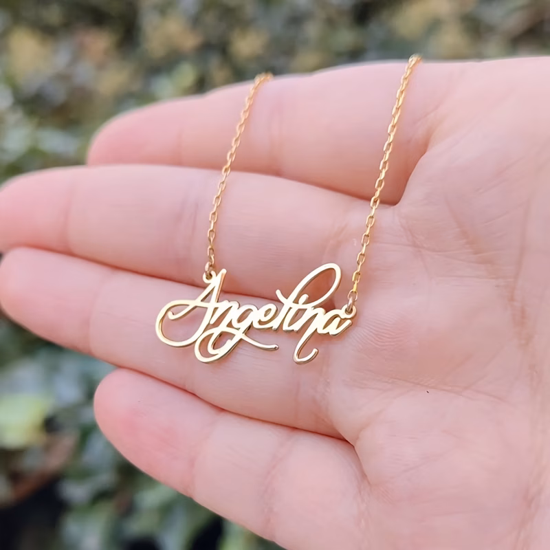custom name necklace personalized imitation style necklace stainless steel dainty tag pendant necklace gift for her birthday gift womens fashion jewelry holiday gift commemorative gift