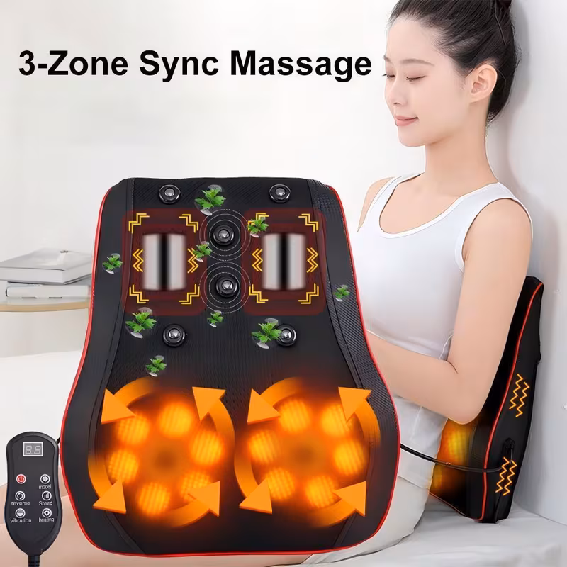 ergonomic electric massage pillow multi mode rotation vibration heating function high elastic sponge temperature heating for neck shoulder waist calf thigh household relaxation care