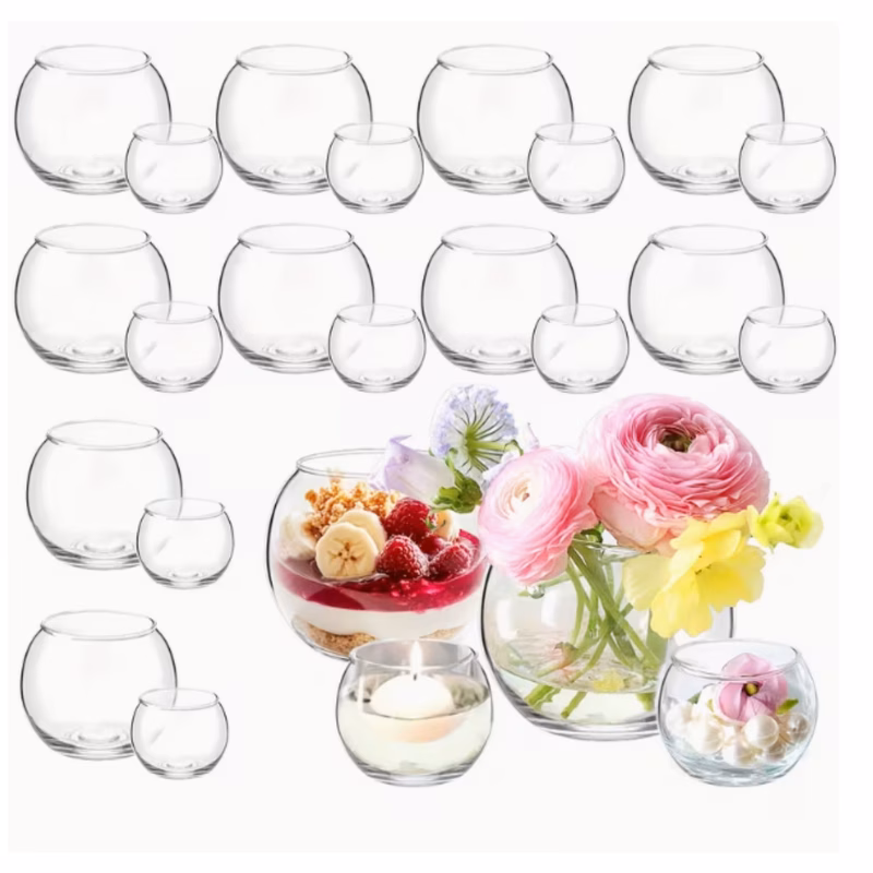 24pcs glass bubble vases small flower bud vases bulk set of 12pcs vase set of 12pcs round candle holders mini vase centerpiece for wedding party home decor