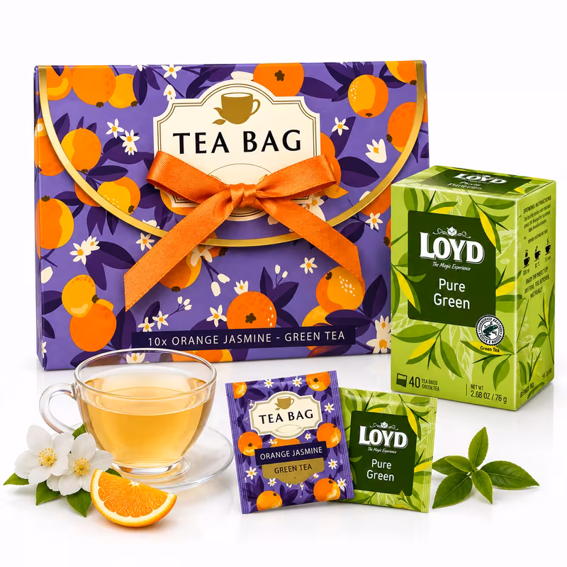 luxury orange handbag gift set 40 tea bags 50 premium tea bag collection floral tea lovers gift box hamper for birthdays mothers day christmas afternoon tea special occasions