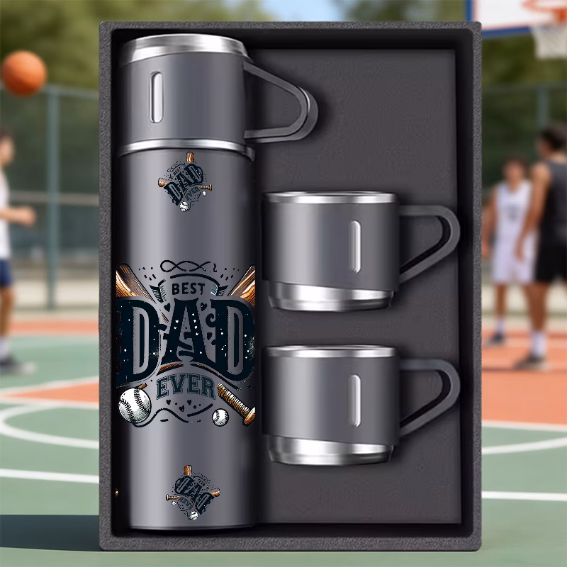 1 set 3pcs 16 9oz insulated tumbler with best dad ever lettering baseball patterns and sports themed decorations perfect gift for fathers