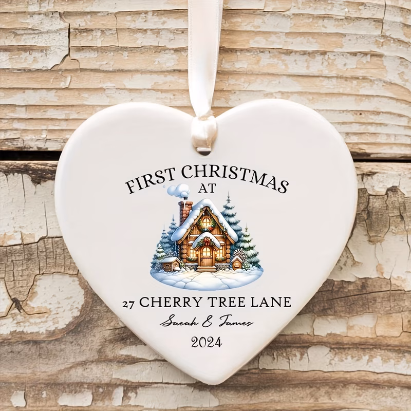 1pc personalized first christmas in bauble name date ceramic xmas tree ornament housewarming wedding keepsake for names date on tree decoration for holiday d cor