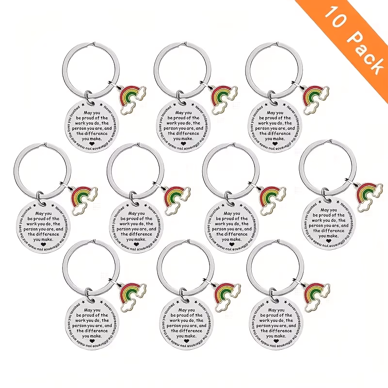 gift for her him 10pcs ow thank you keychain appreciation gift of the work for teachers colleagues nurses retirement leaving party favors