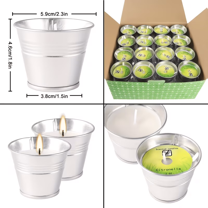 16 small iron scented candles and long lasting and durable hand cast fresh and deodorizing retro mini and elegant lemon suitable for parties camping barbecues hiking traveling and as holiday gifts