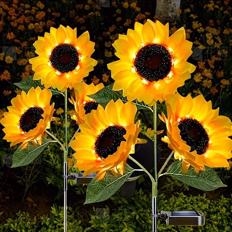 solar powered outdoor christmas decorations 3 led sunflower lights solar flower lights birthday and christmas sunflower gifts for mom garden lawn decorative stake lights outdoor decorative lighting