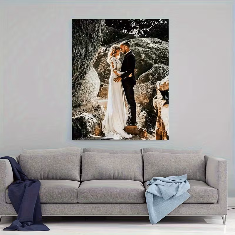 2d flat custom pine wood frame canvas poster personalized family photo gift for couples friends romantic beach wrap around framed wall decor for bedroom living room home d cor coastal home decor bedro