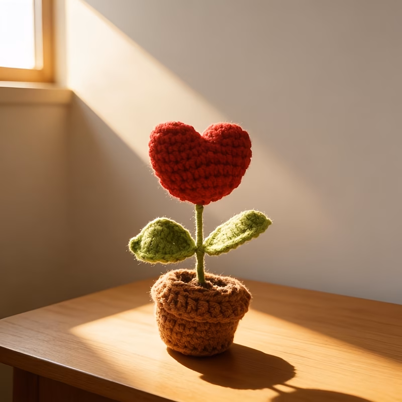 artificial flower 1pc valentines day gift heart shaped potted plant artificial flower decoration home decor small ornament with realistic soil texture and leaves vibrant flowers suitable for home offi
