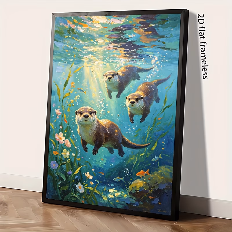 professional art use 2d flat 1 set of diy paint by numbers kit underwater acrylic paints canvas 3 paintbrushes and instructions 40x50cm 16x20inch unframed 2d flat