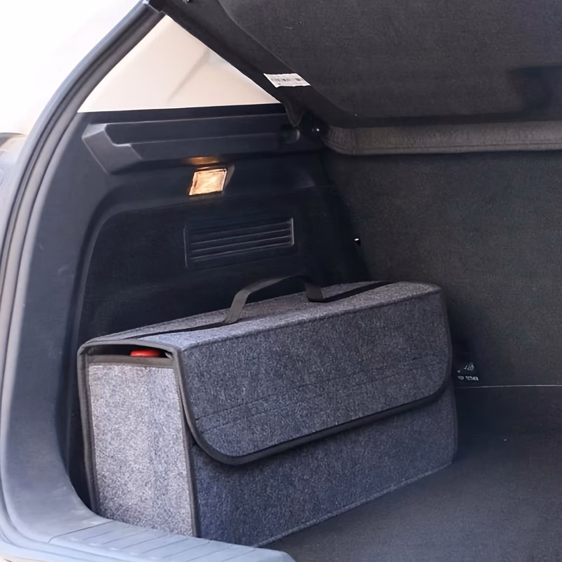 1pc car boot felt cloth folding storage box black grey car interior organiser model bag