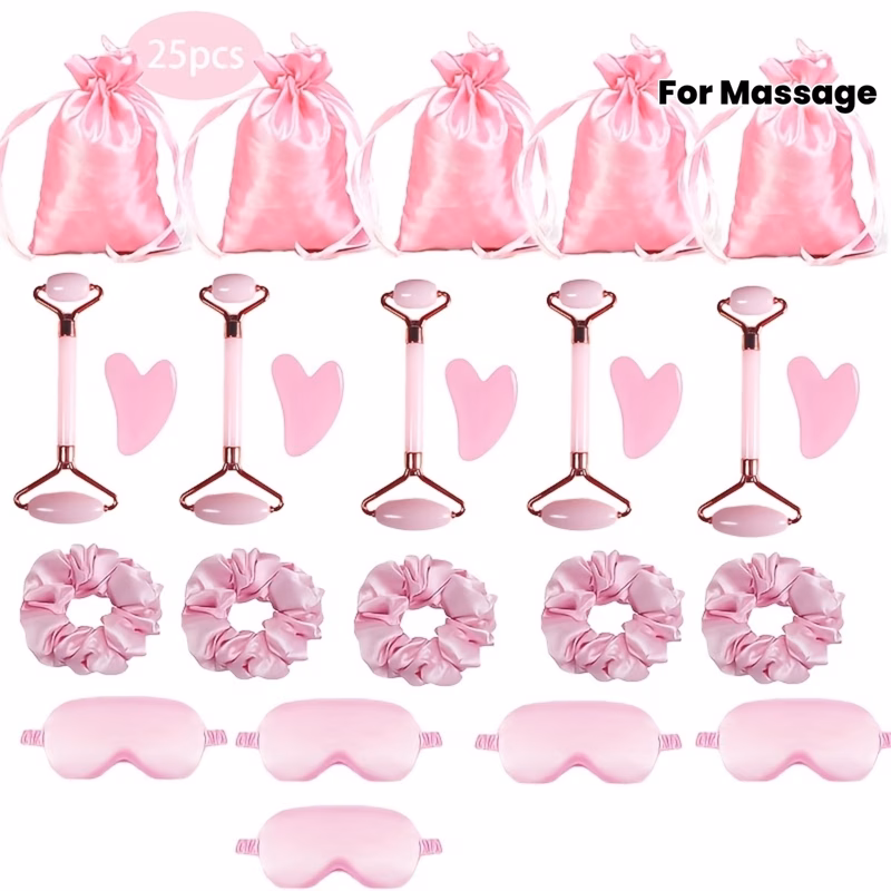15 25pcs styling tool y gift set y sleeping eye mask female face massager massage stick hair tie y gift bag suitable for womens party wedding favor mothers day holiday gifts anniversary birthday prese