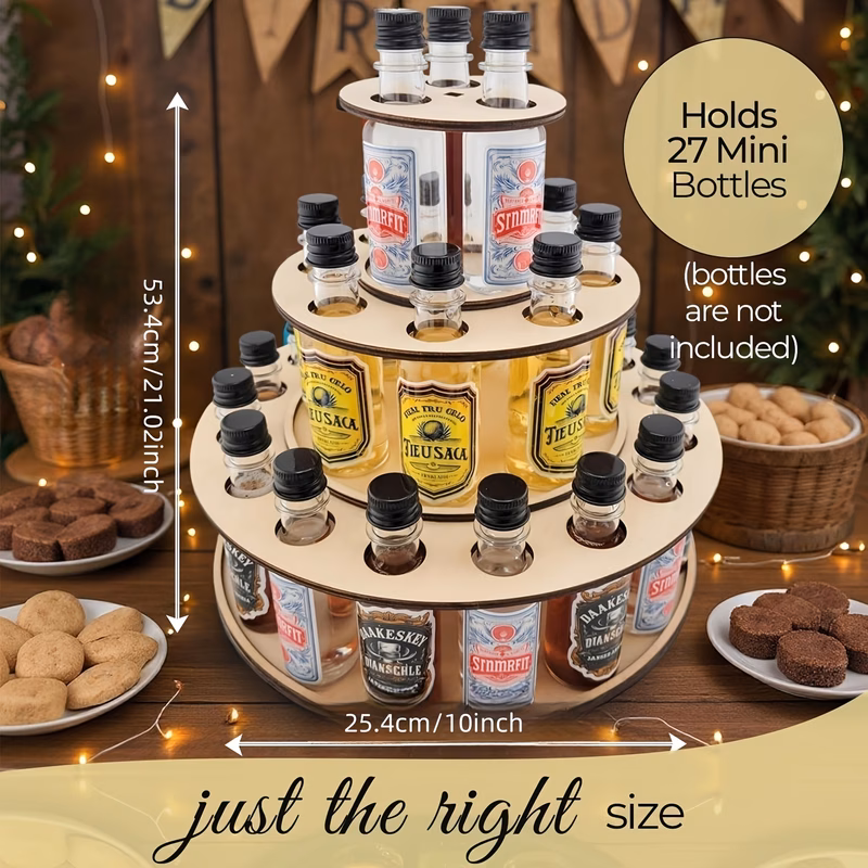 decorative wine rack wooden decorative display for mini bottles 21st birthday celebration decoration three layers natural wood