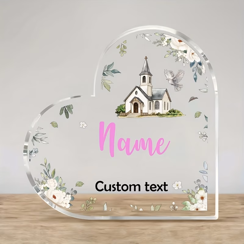 2d flat personalized christening gifts heart acrylic plaque christening keepsake gift christening gifts from godparents gift acrylic plaque