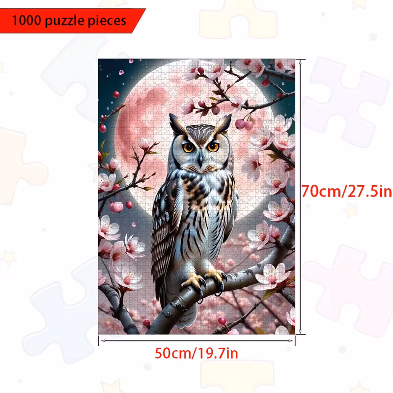 520 1000pcs owl themed high difficulty paper puzzle large interactive game home decoration brain teaser fun gift idea vivid puzzle design cardboard puzzle puzzle