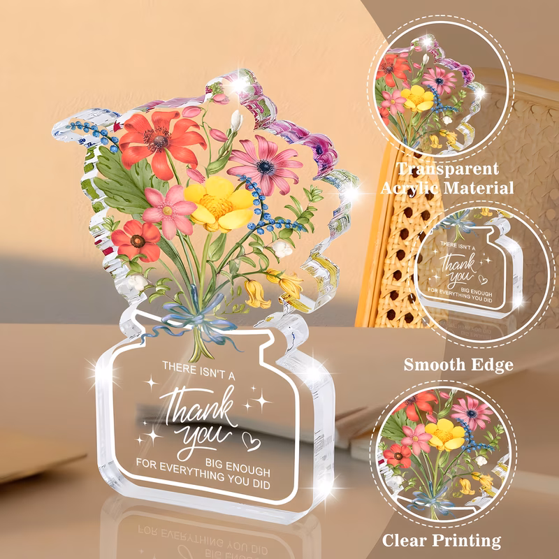 2d flat 1pc elegant thank you gift for women clear acrylic thank you jar with thank you for everything you did message birthday christmas appreciation present for colleagues teachers nurses boss decor