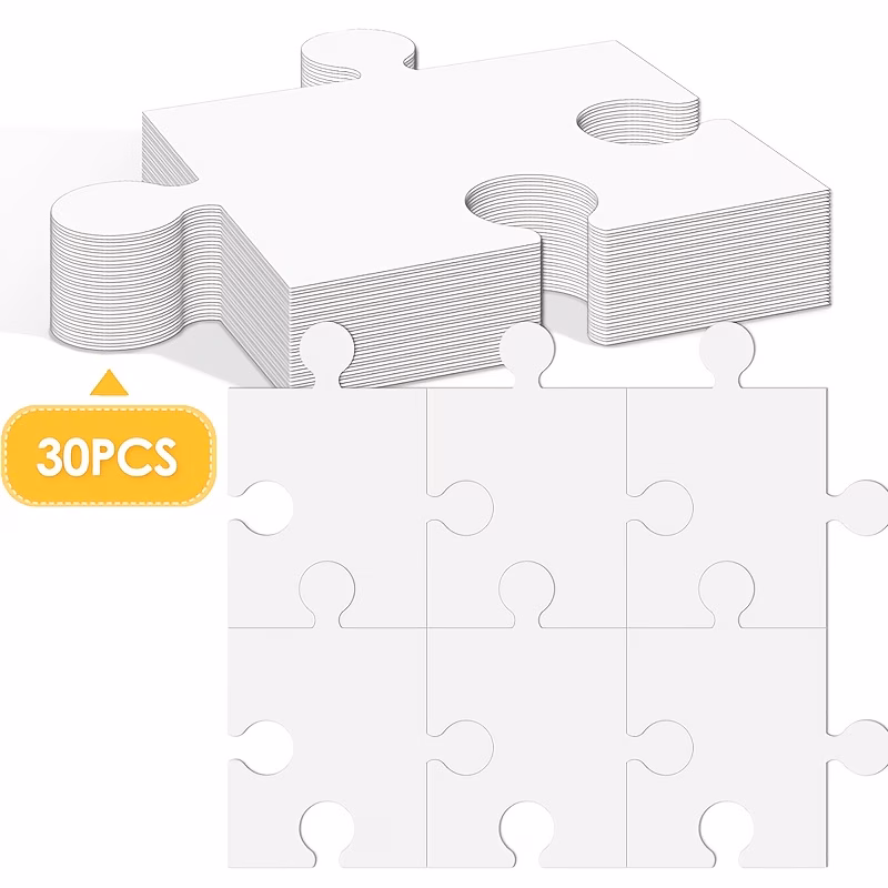 party games and activities 15pcs 30pcs blank paintable puzzle 7 9x9 inch white cardboard enormous blank puzzle drawing craft for christmas halloween party game and holiday gift