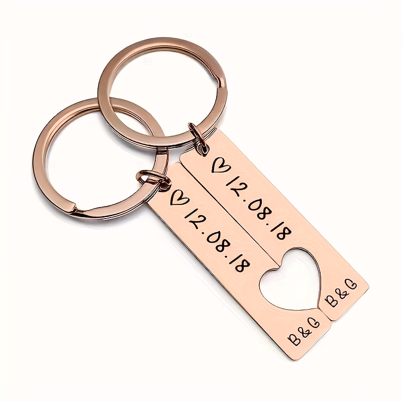 1 pair of custom engraved stainless steel keychains the perfect romantic gift for couples anniversary and birthday gifts