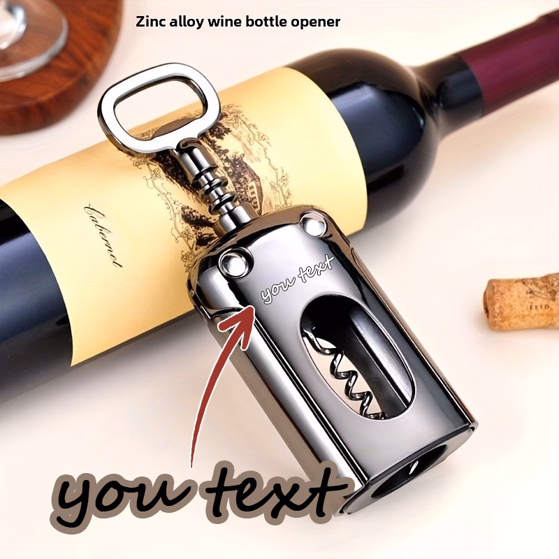 personalized laser engraved metal wine beer bottle opener heavy duty custom name text portable keychain like opener with one hand lever mechanism durable gift for weddings birthdays holidays wine acce