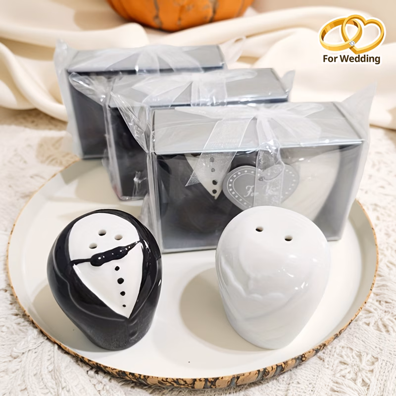 ceramic bride and groom 1 1 gift box set pack of 3 boxes wedding favor party gift pack dress design tabletop decoration ornament for guest favors party table decor exquisite ceramic jars home decorati