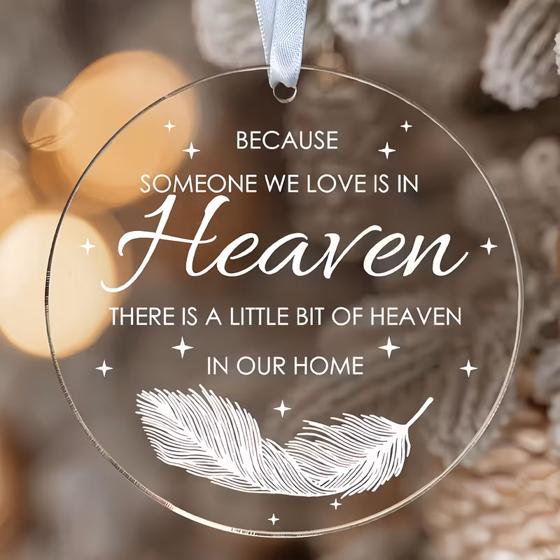 2d flat memorial feather acrylic feather ribbon with hanging loop suitable for christmas easter thanksgiving decorations in gift for loss of year round sympathy keepsake for tree decoration 2d flat