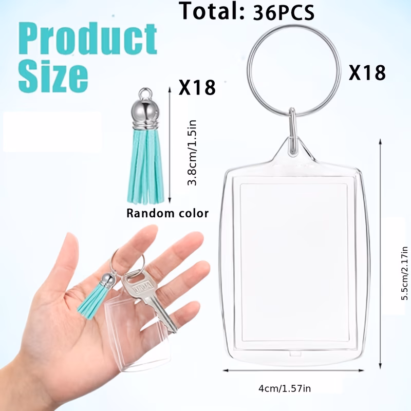 36pcs creative 2d acrylic photo frame gift set with random color tassels suitable for backpack keys accessories and jewelry making