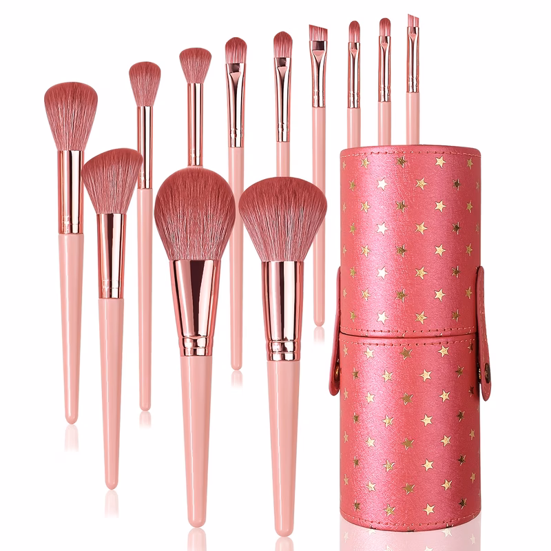 13pcs valentines day makeup brush set portable cosmetic tools combo with foundation brushes travel gift set for girls nylon bristles abs plastic handles